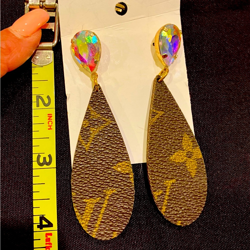 LV repurposed leather earrings